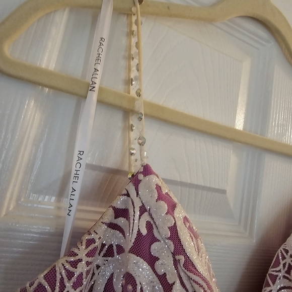Stunning RACHEL ALLAN Purple and off white PROM Gown - Picture 4 of 12